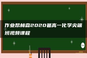 作业帮林森2020暑高一化学尖端班视频课程