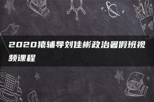 2020猿辅导刘佳彬政治暑假班视频课程