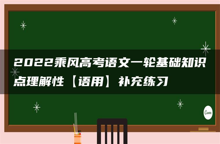 2022乘风高考语文一轮基础知识点理解性【语用】补充练习