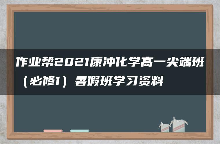作业帮2021康冲化学高一尖端班(必修1)暑假班学习资料 作业帮2021康冲化学高一尖端班(必修1)暑假班学习资料