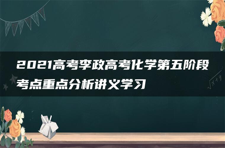 2021高考李政高考化学第五阶段考点重点分析讲义学习 2021高考李政高考化学第五阶段考点重点分析讲义学习