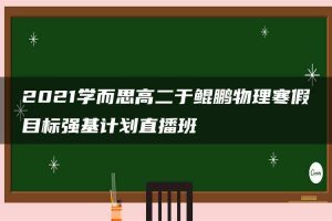 2021学而思高二于鲲鹏物理寒假目标强基计划直播班