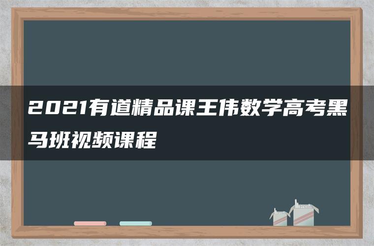 2021有道精品课王伟数学高考黑马班视频课程