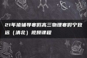 21年猿辅导寒假高三物理寒假宁致远（清北）视频课程