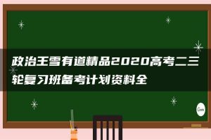 政治王雪有道精品2020高考二三轮复习班备考计划资料全