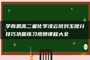学而思高二暑化学凌云班刘玉提分技巧巩固练习视频课程大全