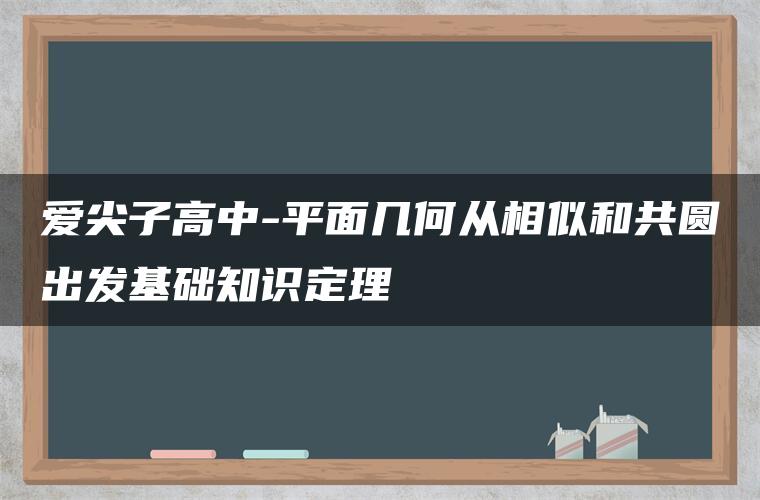 爱尖子高中-平面几何从相似和共圆出发基础知识定理 爱尖子高中-平面几何从相似和共圆出发基础知识定理