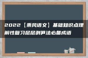 2022【乘风语文】基础知识点理解性复习层层剥笋法必备成语