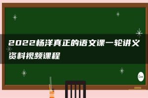 2022杨洋真正的语文课一轮讲义资料视频课程