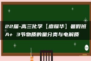 22届-高三化学【廖耀华】暑假班A+ 3节物质的量分类与电解质
