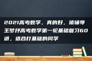 2021高考数学，真的好，猿辅导王梦抒高考数学第一轮基础复习60讲，适合打基础的同学