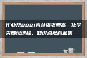 作业帮2021春林森老师高一化学尖端班课程，知识点视频全集