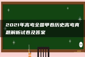 2021年高考全国甲卷历史高考真题解析试卷及答案