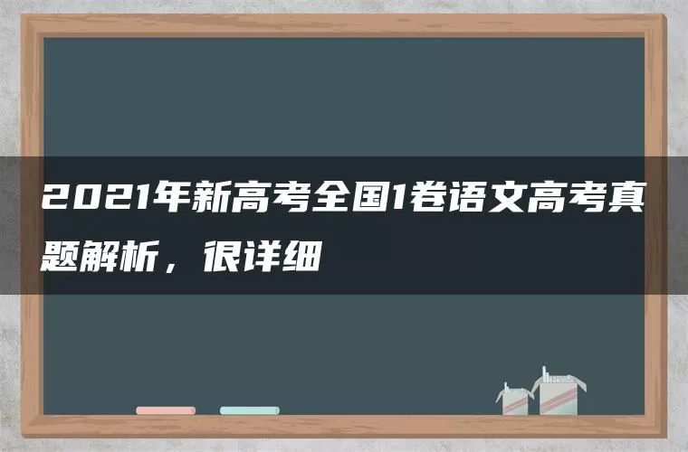 2021年新高考全国1卷语文高考真题解析，很详细