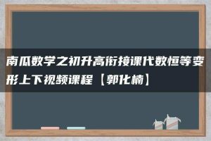 南瓜数学之初升高衔接课代数恒等变形上下视频课程【郭化楠】