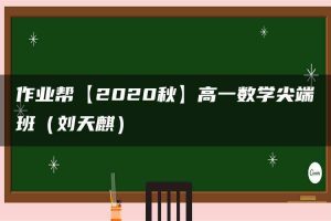 作业帮【2020秋】高一数学尖端班（刘天麒）