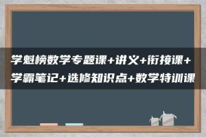 学魁榜数学专题课+讲义+衔接课+学霸笔记+选修知识点+数学特训课