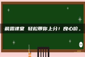 晨露课堂 轻松带你上分！良心价。