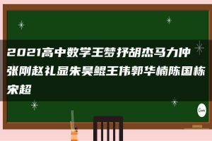 2021高中数学王梦抒胡杰马力仲张刚赵礼显朱昊鲲王伟郭华楠陈国栋宋超
