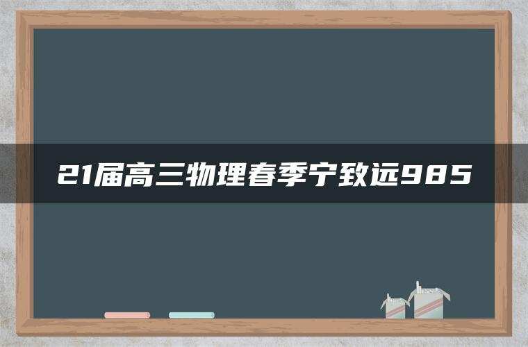 21届高三物理春季宁致远985 21届高三物理春季宁致远985