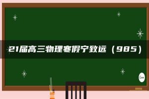 21届高三物理寒假宁致远（985）