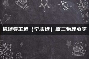 猿辅导王远（宁志远）高二物理电学