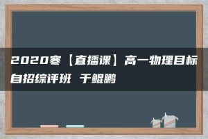 2020寒【直播课】高一物理目标自招综评班 于鲲鹏