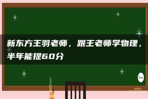 新东方王羽老师，跟王老师学物理，半年能提60分
