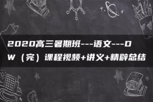 2020高三暑期班—语文—DW（完）课程视频+讲义+精辟总结