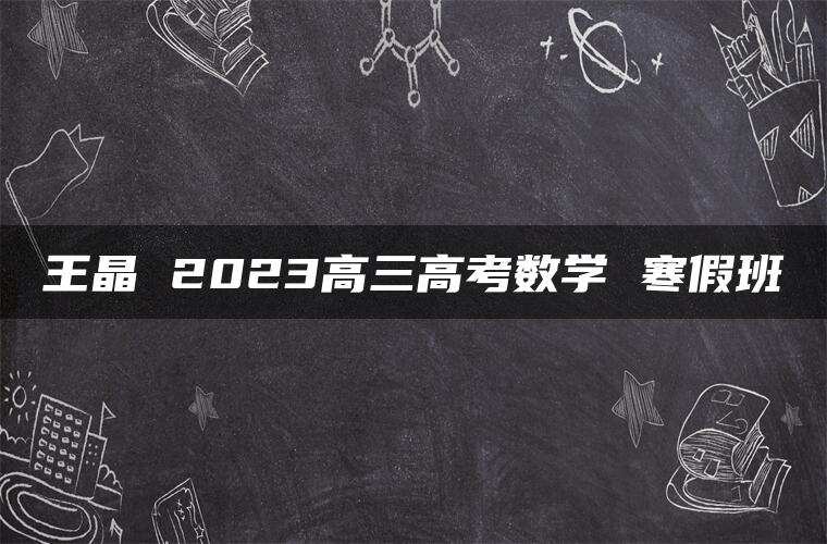 王晶 2023高三高考数学 寒假班
