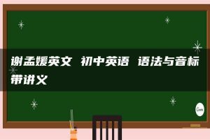 谢孟媛英文 初中英语 语法与音标带讲义