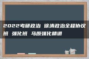 2022考研政治 徐涛政治全程协议班 强化班 马原强化精讲