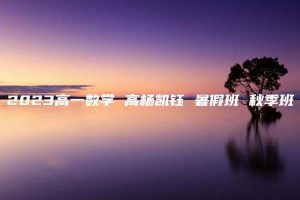 2023高一数学 高杨凯钰 暑假班 秋季班