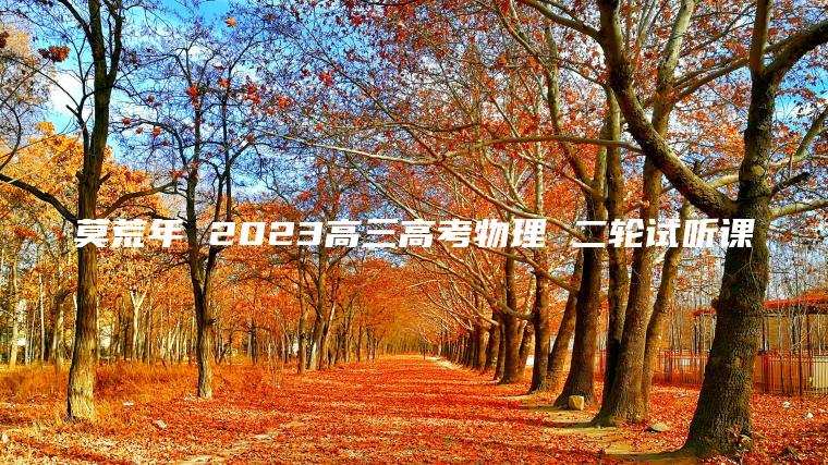 莫荒年 2023高三高考物理 二轮试听课