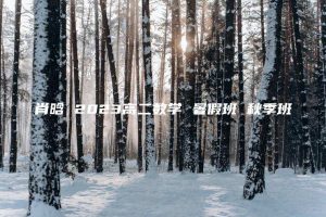 肖晗 2023高二数学 暑假班 秋季班