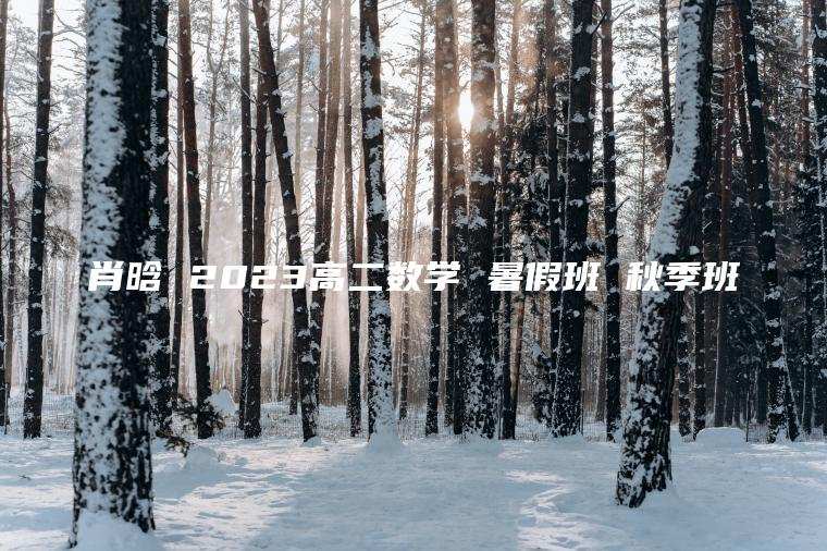 肖晗 2023高二数学 暑假班 秋季班