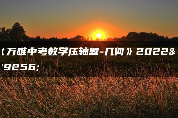 《万唯中考数学压轴题-几何》2022版