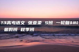 2023高考语文 张亚柔 S班 一轮复习 暑假班 秋季班