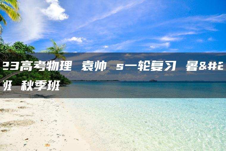 2023高考物理 袁帅 s一轮复习 暑假班 秋季班