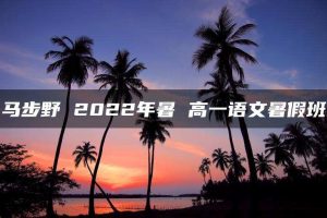 马步野 2022年暑 高一语文暑假班