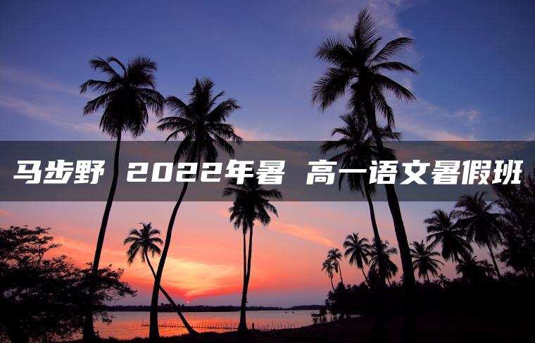 马步野 2022年暑 高一语文暑假班