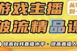 游戏主播破流精品课，从零到一提升直播间人气，提高自我直播水平，提高直播人气