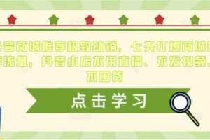 抖音商城推荐极致动销，七天打爆商城推荐流量，抖音小店不用直播、不发视频、不囤货