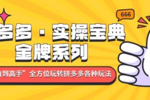 拼多多·实操宝典：金牌系列“小白到高手”带你全方位玩转拼多多各种玩法