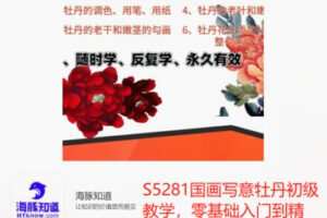 【26[红包]·S5281国画写意牡丹初级教学，零基础入门到精通，简单易学】