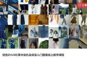 【18[红包]·S6059驻色ZHUSE|草木染扎染夹染入门图案线上教学课程】