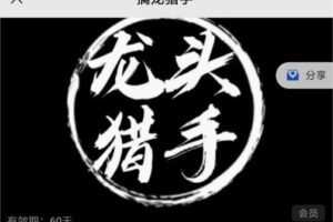 【龙空龙猎手】龙头猎手交易体系第二期