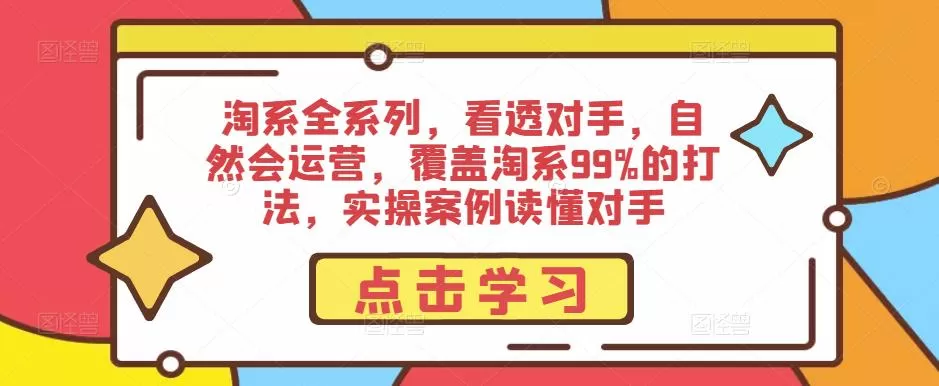 淘系全系列,看透对手,自然会运营,覆盖淘系99%的打法,实操案例读懂对手