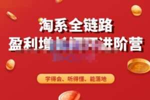 淘系全链路盈利增长闭环进阶营，融合全店动销，学得会、听得懂、能落地