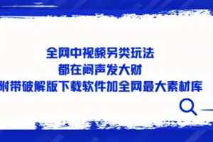 全网中视频另类玩法,都在闷声发大财,附带破解版下载软件加全网最大素材库